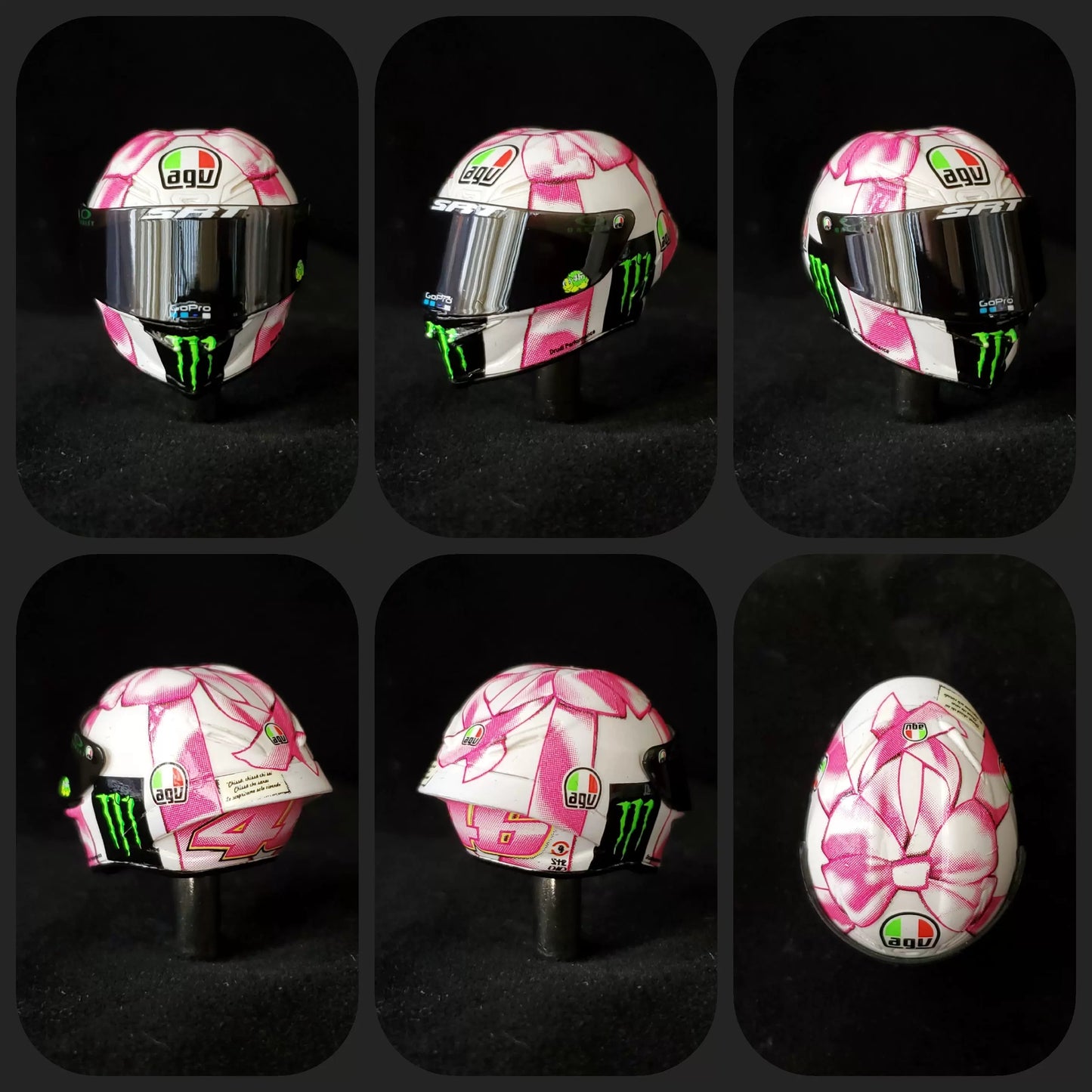 3GKJ MODEL - 1/12 MOTOGP Rossi Helmet Model Bowknot AGV Pista GP-RR MISANO 2021