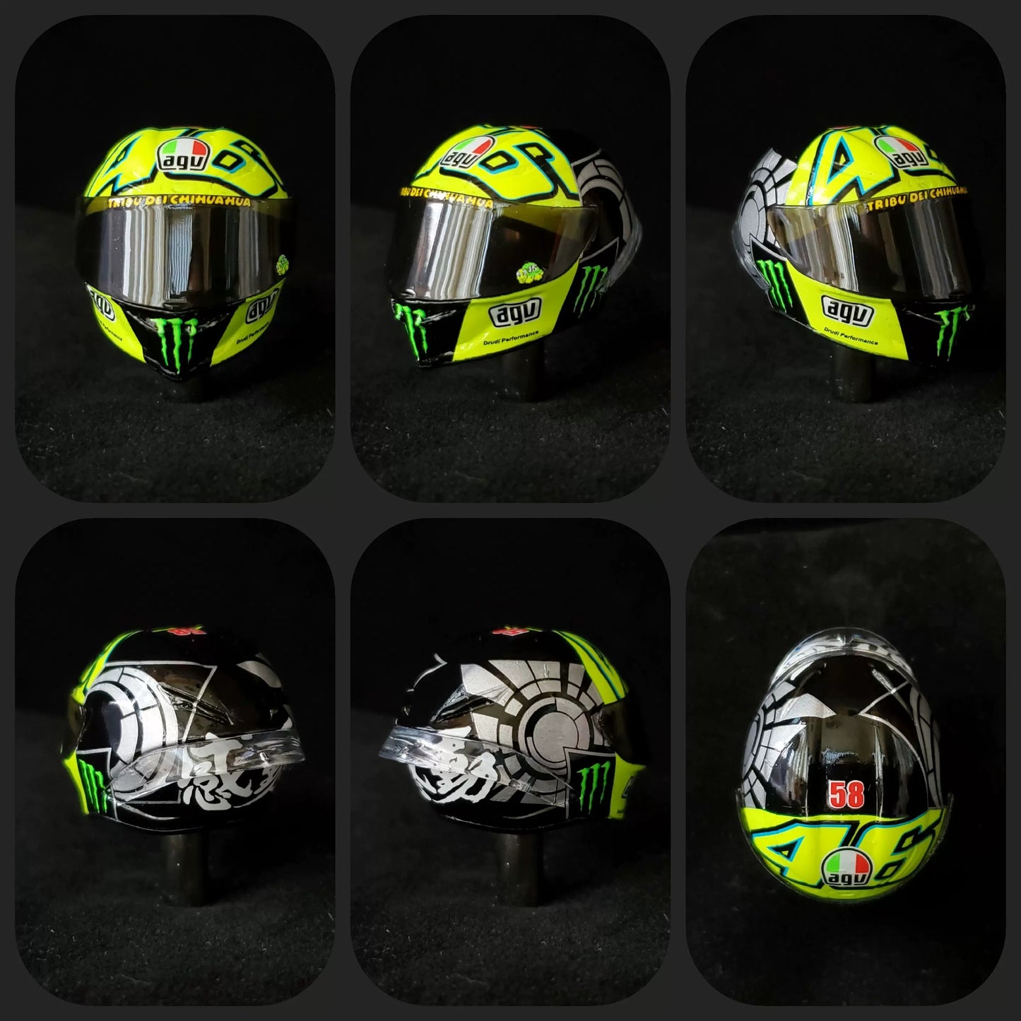 3GKJ MODEL - 1/12 MOTOGP Rossi Helmet Model Touched by AGV Pista GP VALENCIA 2012