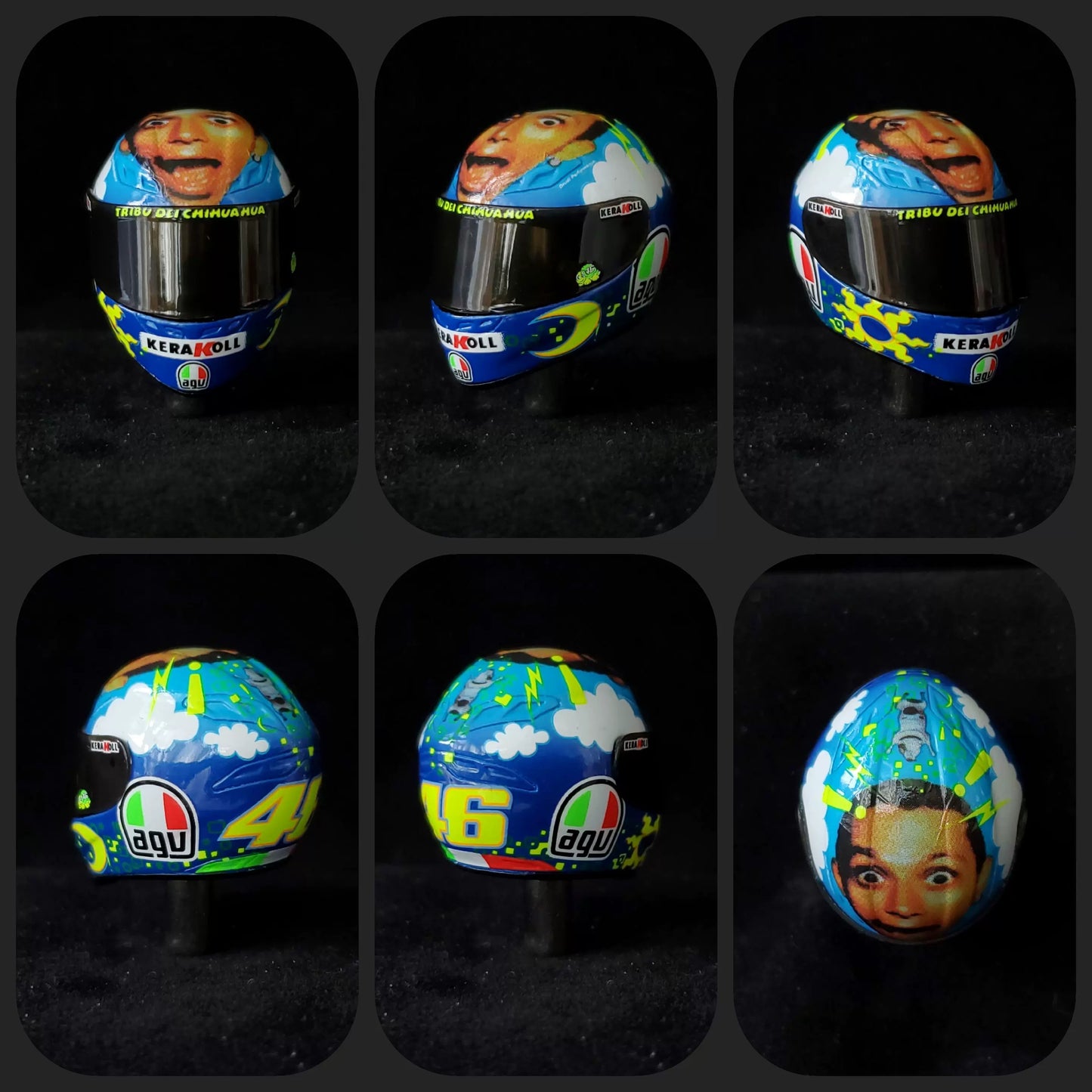 3GKJ MODEL - 1/12 MOTOGP Rossi Helmet Model Face AGV GP-Tech My Face Mugello 2008