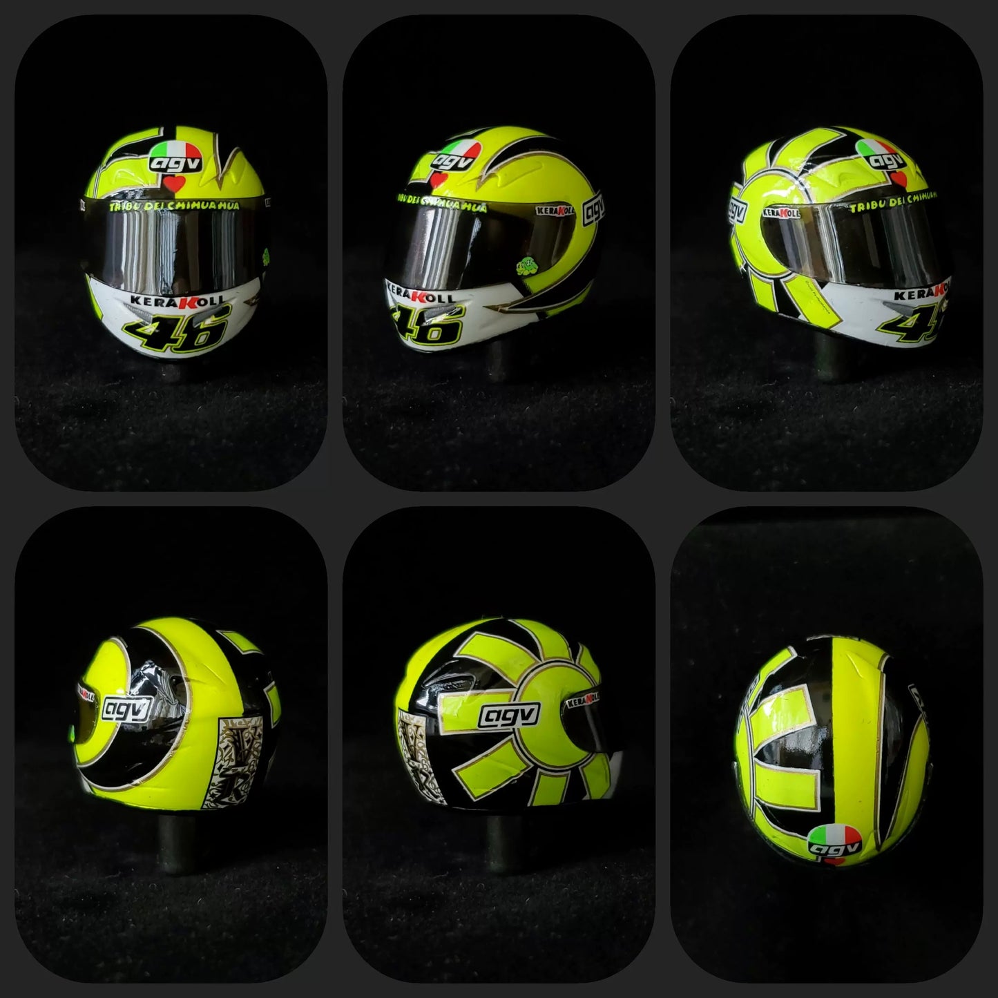 3GKJ MODEL - 1/12 MOTOGP Rossi Helmet Model AGV Ti-Tech Black Gothic 2006