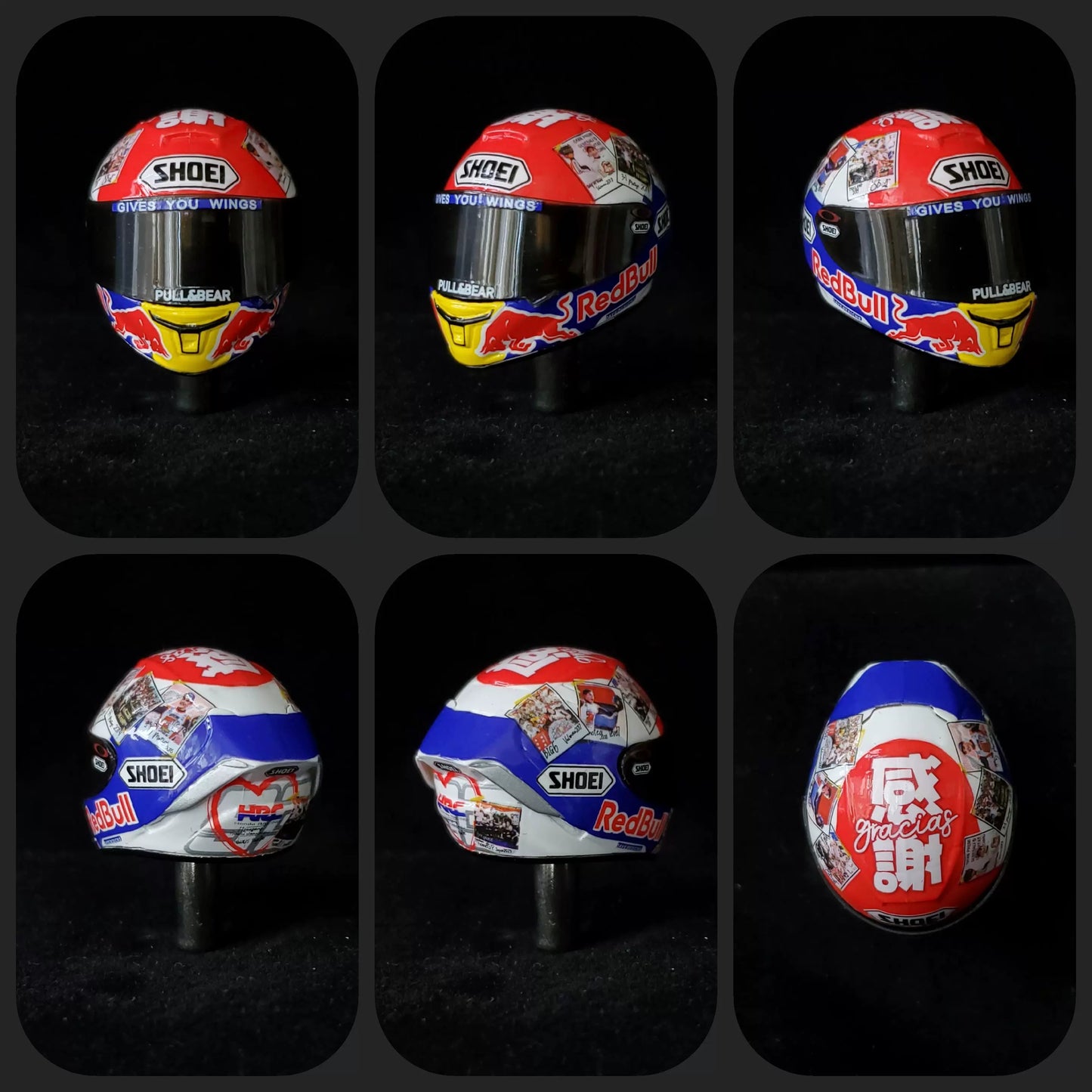 3GKJ MODEL - 1/12 MOTOGP Marquez Helmet Model Thanks to SHOEI X-14' Gracias 2023