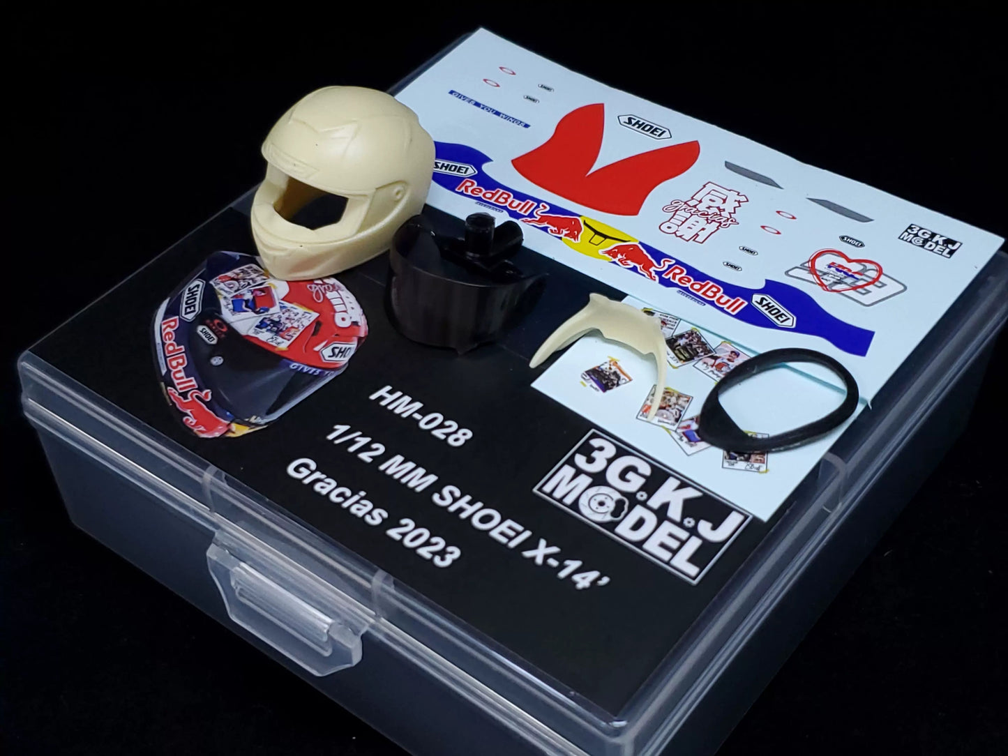 3GKJ MODEL - 1/12 MOTOGP Marquez Helmet Model Thanks to SHOEI X-14' Gracias 2023