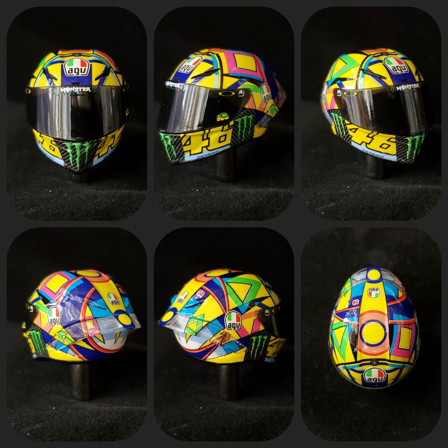 3GKJ MODEL - 1/12 MOTOGP Rossi Helmet Model AGV Pista GP-R SOLELUNA 2016