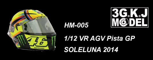 3GKJ MODEL - 1/12 MOTOGP Rossi Helmet Model AGV Pista GP SOLELUNA 2014