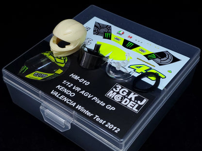 3GKJ MODEL - 1/12 MOTOGP Rossi Helmet Model Touched by AGV Pista GP VALENCIA 2012