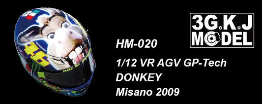 3GKJ MODEL - 1/12 MOTOGP Rossi Helmet Model Donkey AGV GP-Tech DONKEY Misano 2009