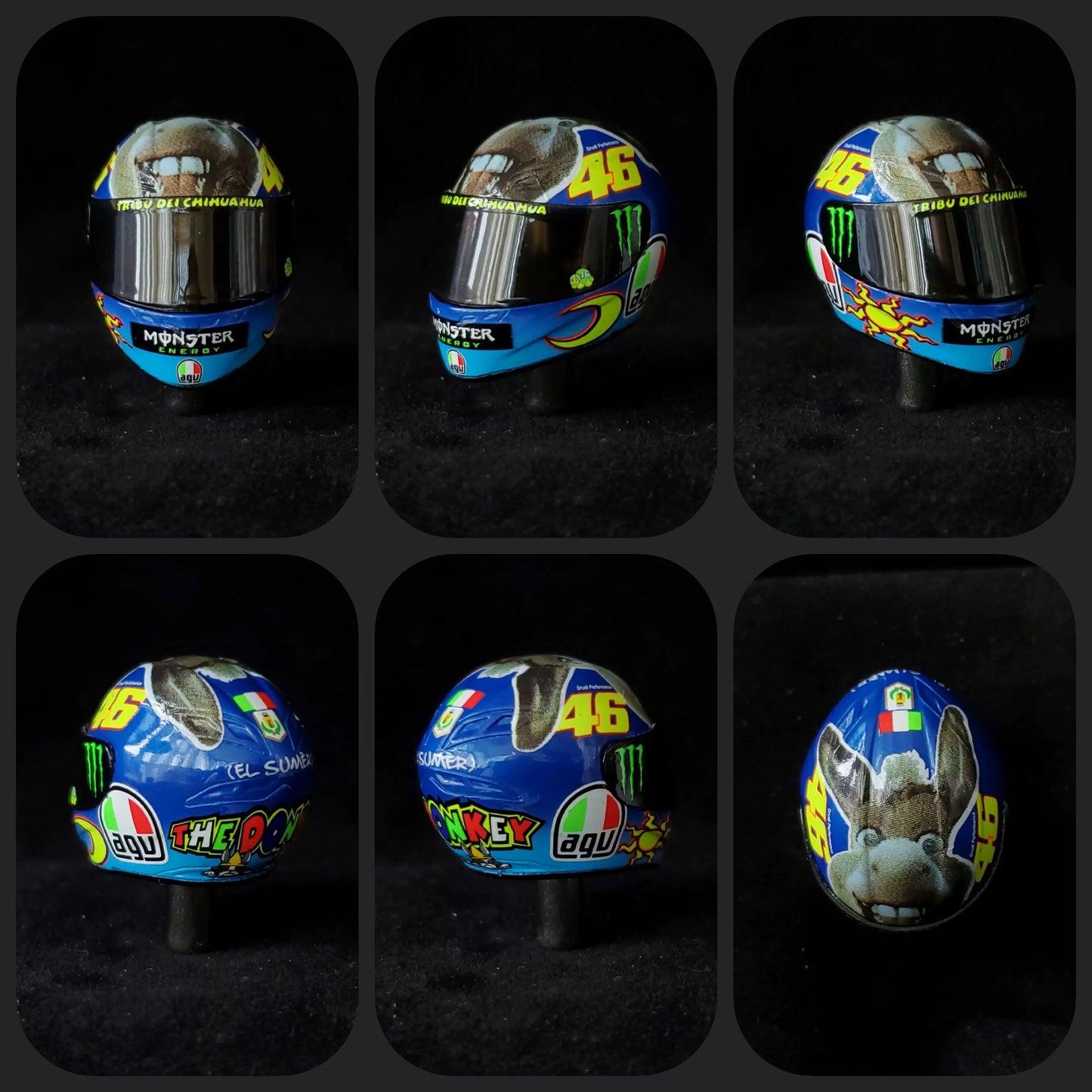 3GKJ MODEL - 1/12 MOTOGP Rossi Helmet Model Donkey AGV GP-Tech DONKEY Misano 2009