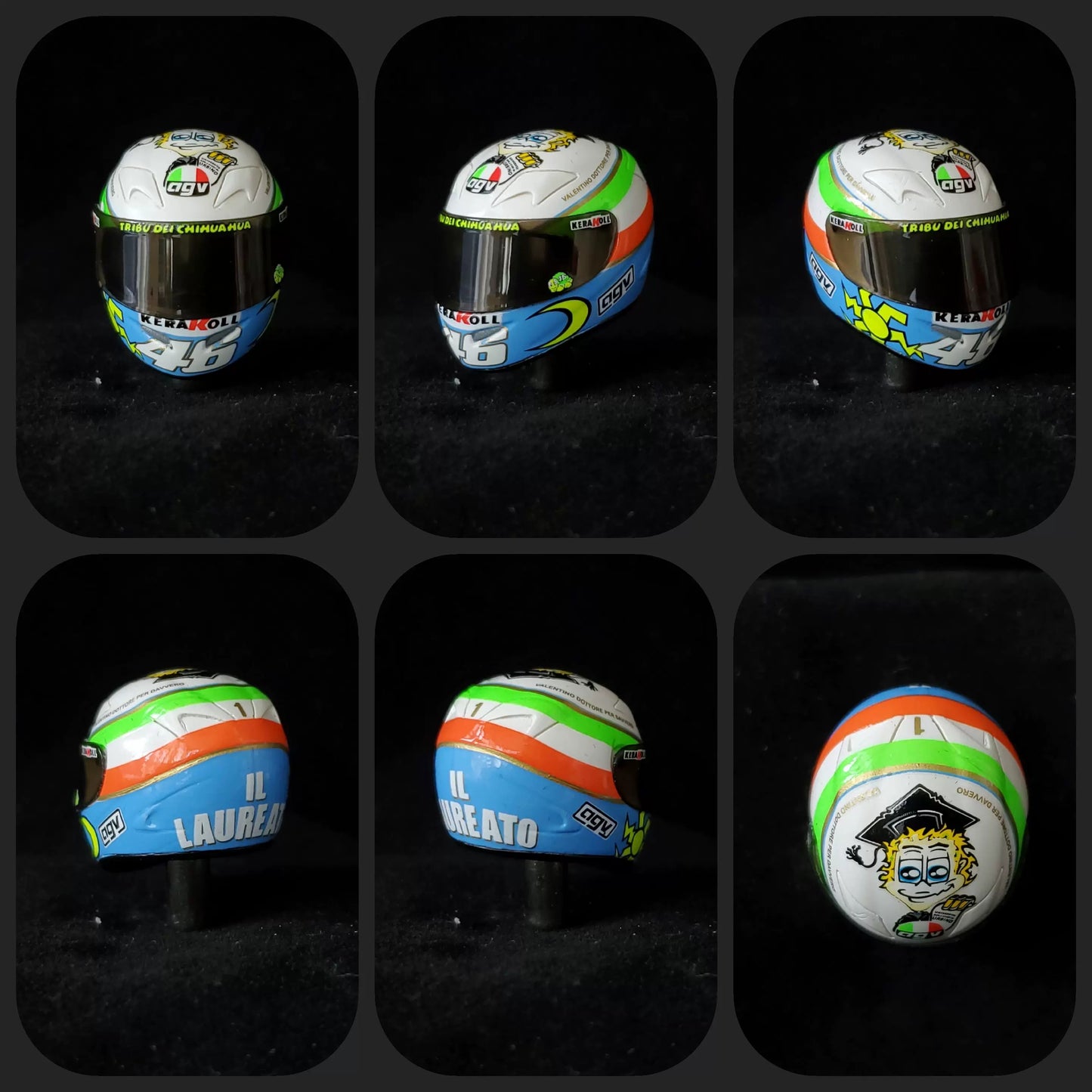 3GKJ MODEL - 1/12 MOTOGP Rossi Helmet Model Doctor AGV Ti-Tech The Doctor Mugello 2005