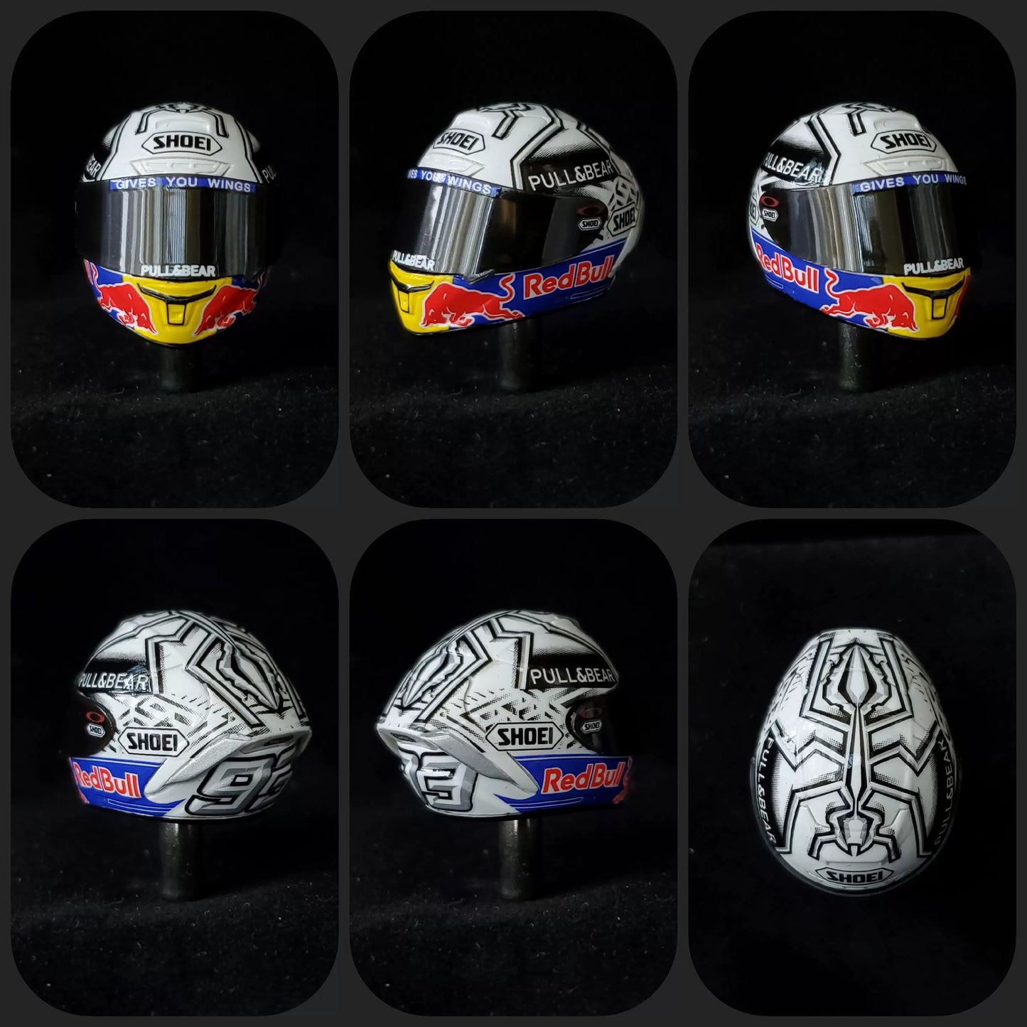 3GKJ MODEL - 1/12 MOTOGP Marquez Helmet Model White Ant SHOEI X-14 White Ant 2018