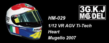 3GKJ MODEL - 1/12 MOTOGP Rossi Helmet Model Heart AGV Ti-Tech Heart Mugello 2007