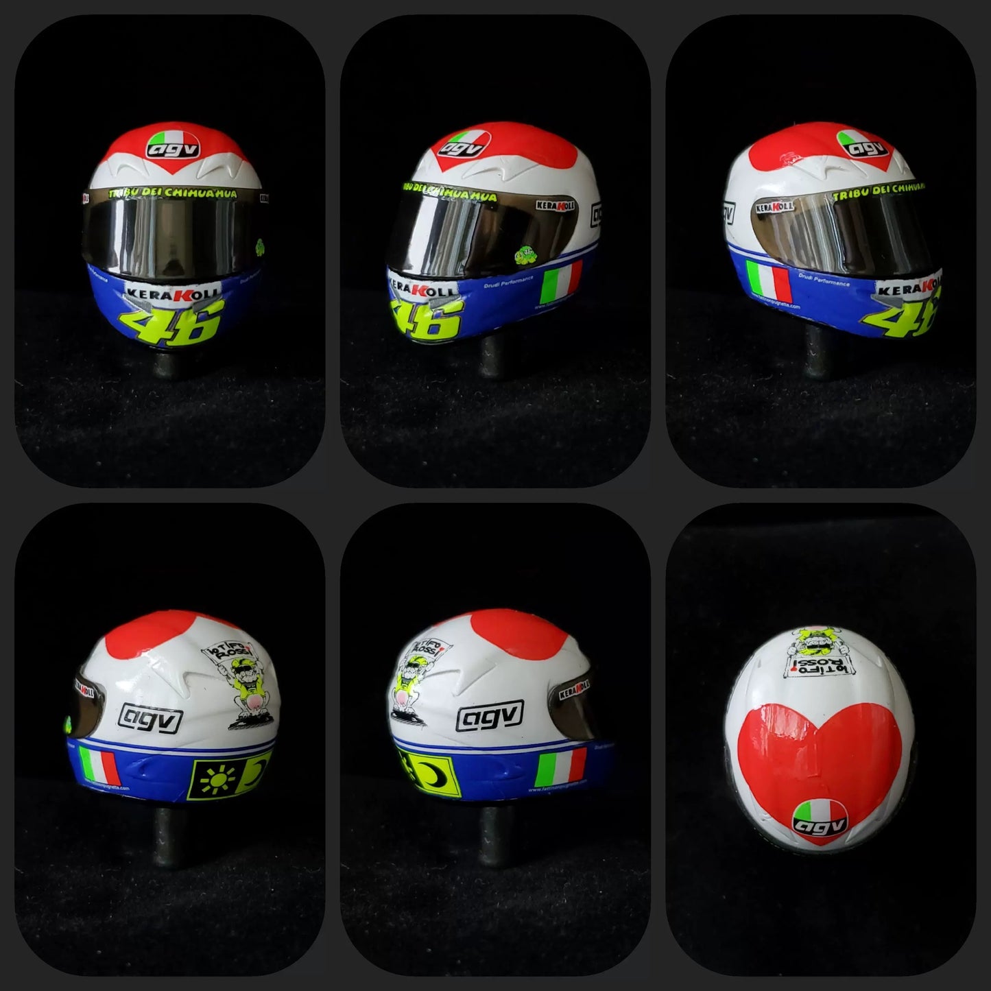 3GKJ MODEL - 1/12 MOTOGP Rossi Helmet Model Heart AGV Ti-Tech Heart Mugello 2007