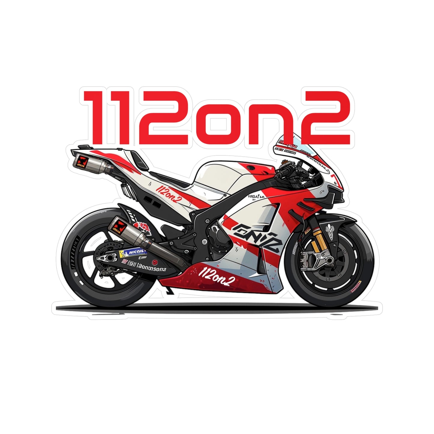 112on2 Cartoon Racing Motorcycle V1 Stickers - 112ON2 SHOP