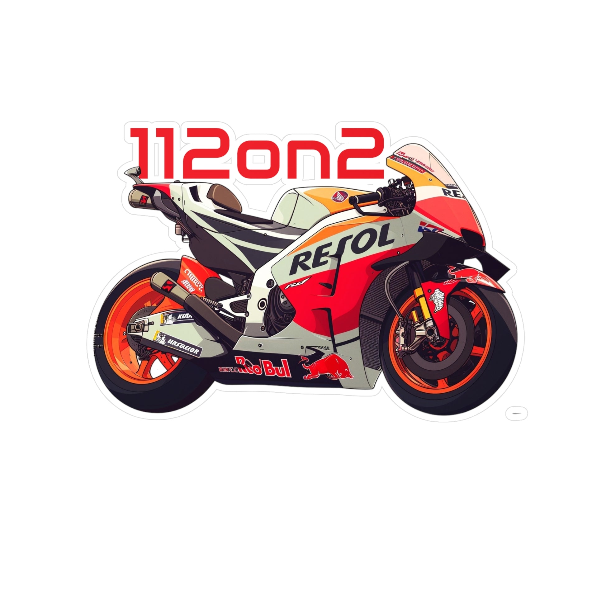 112on2 Cartoon Racing Motorcycle V2 Stickers - 112ON2 SHOP